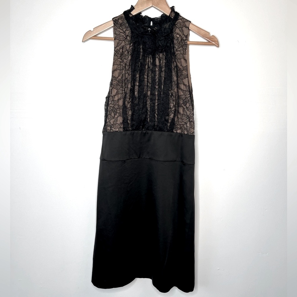 NWT BCBGMaxAzria Rosette Lace Satin Dress, 6